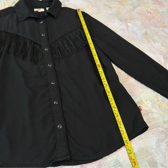Levi's Selita Western Fringe black snap button collared shirt XS - Picture 6 of 6